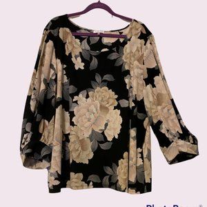 Calvin Klein Black Blush Floral Blouse